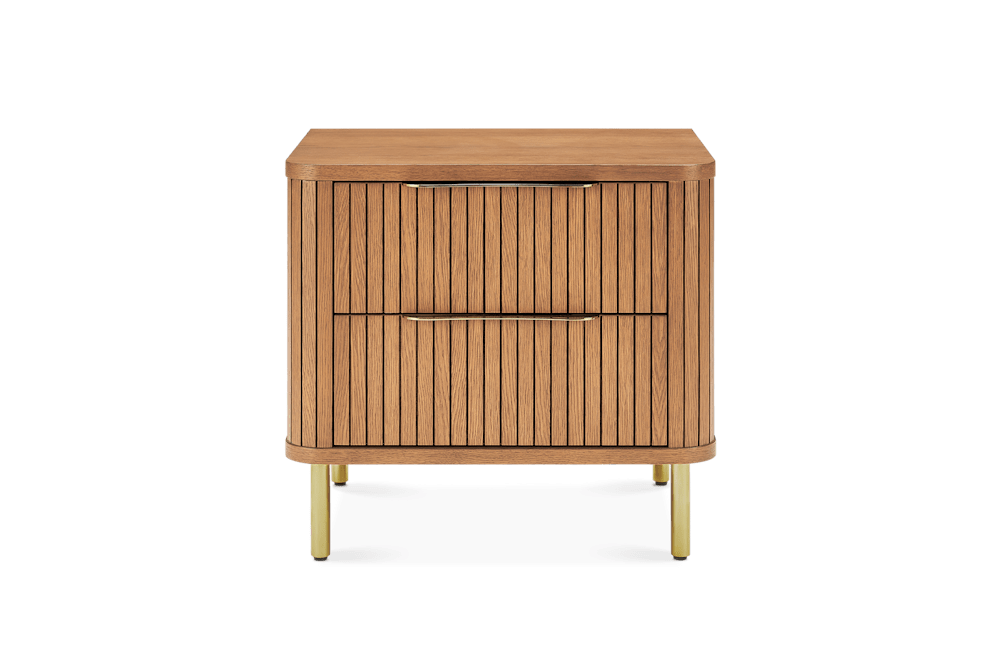 Harper 2-Drawer Bedside Table - Chestnut Oak, 60cm