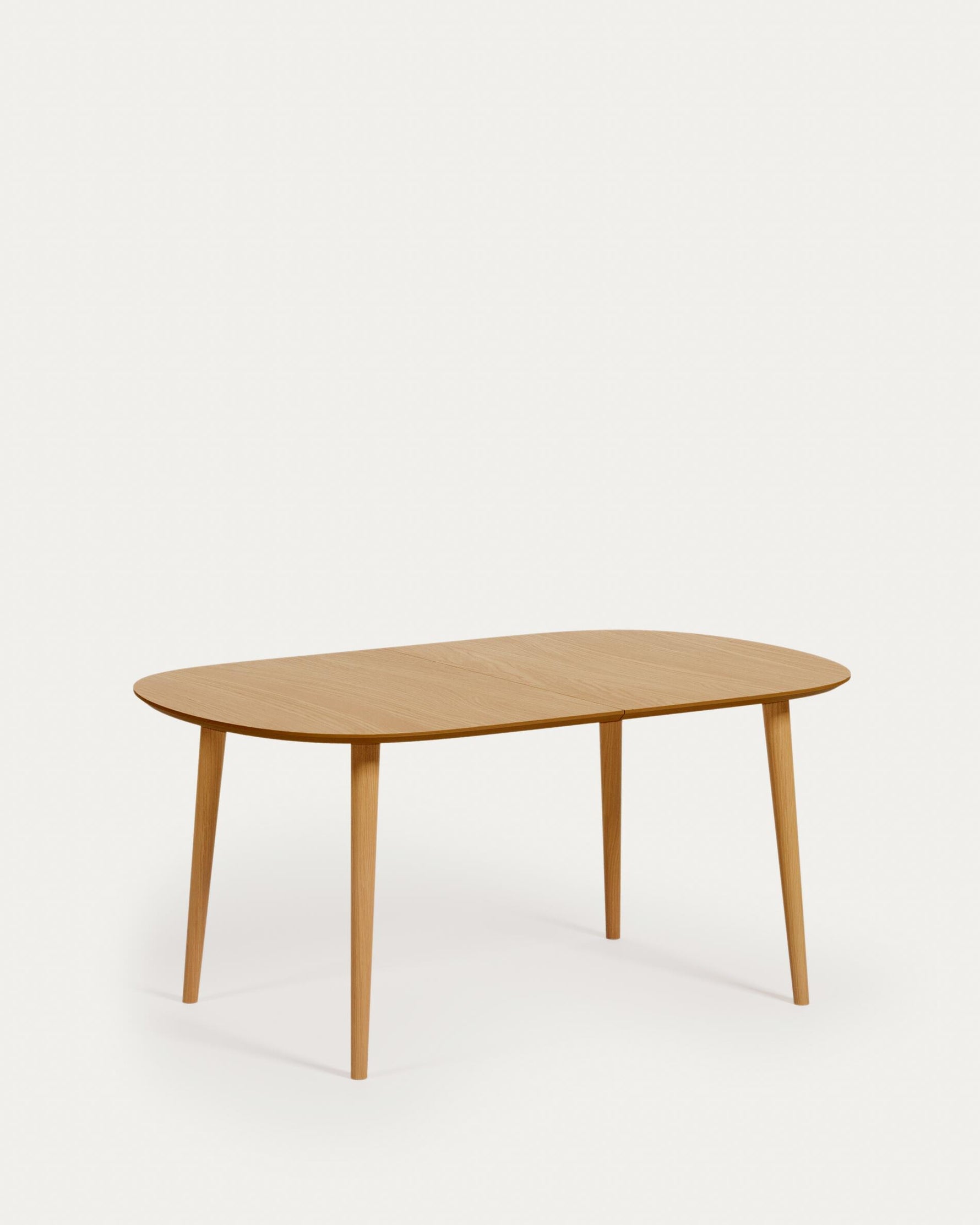 Oqui Extendable Oak Veneer Table with Solid Wood Legs 160 (260) x 100 cm - Natural
