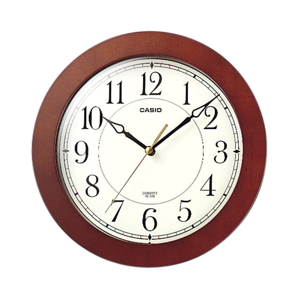 Casio IQ-126-5DF-P Round Wall Clock - Brown