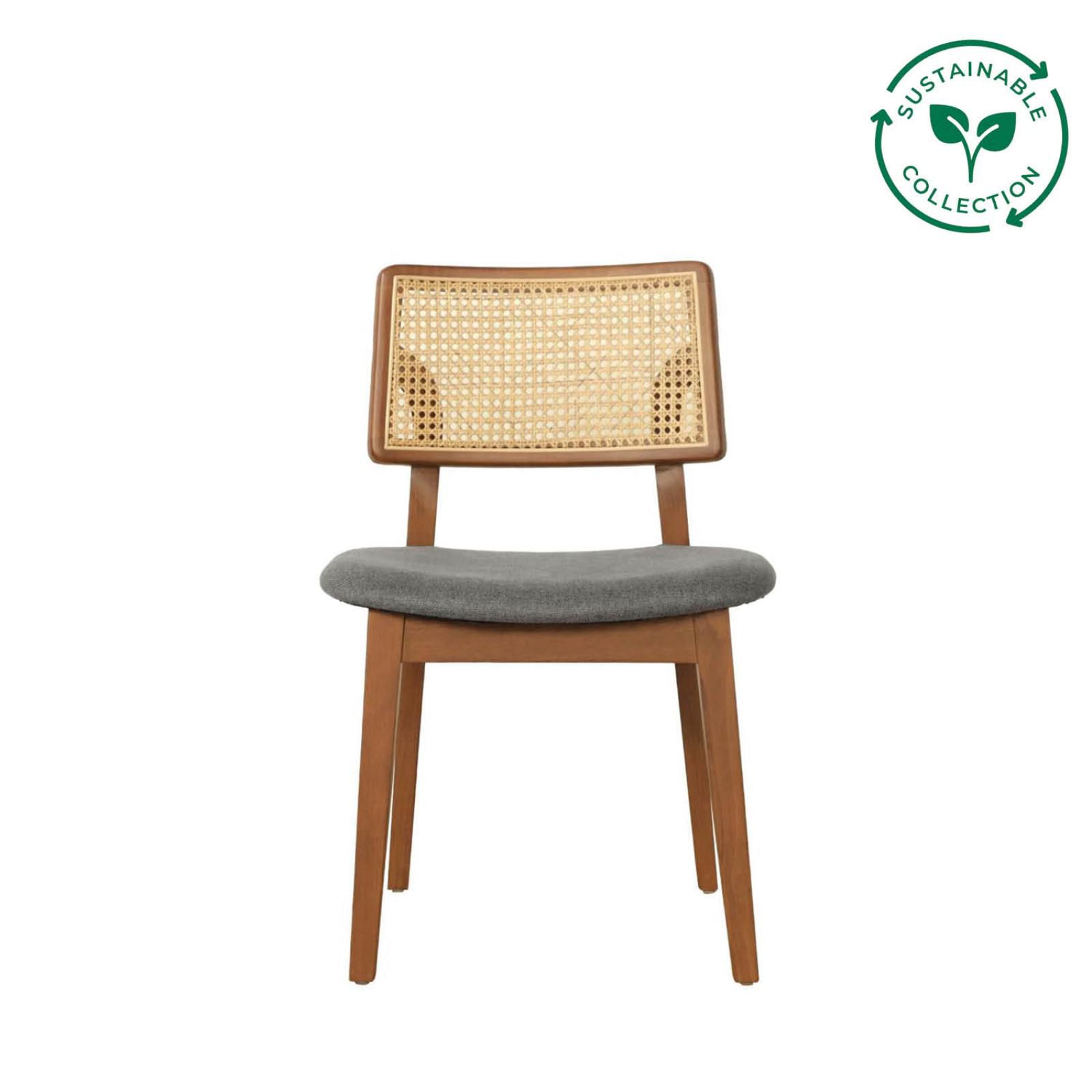 Jago Rattan Dining Side Chair - Medium Walnut/Taupe