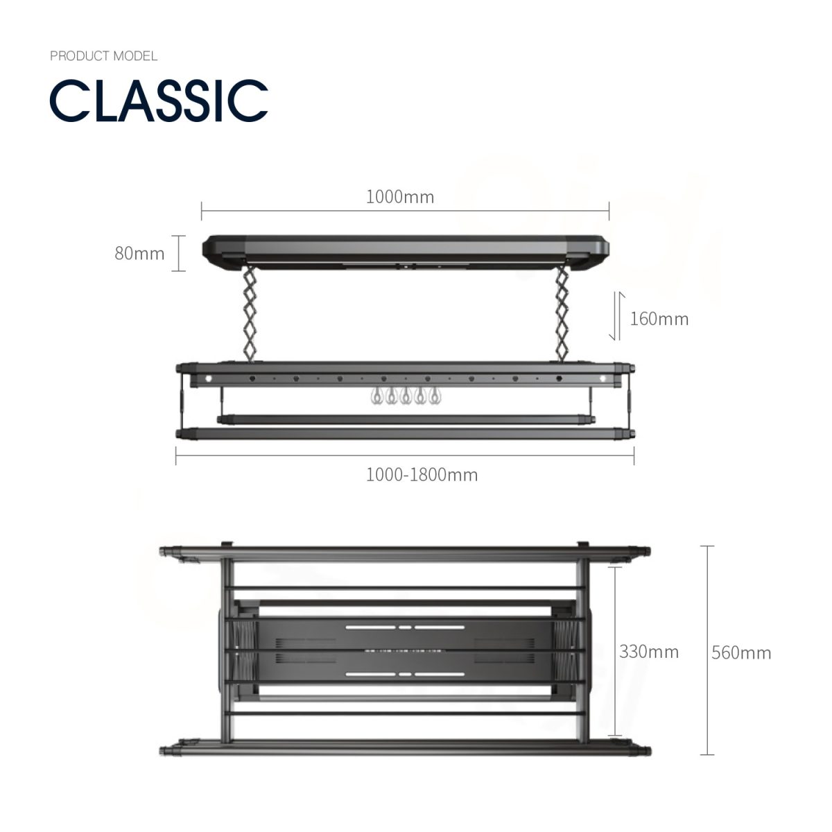 Klasse Classic Automated Laundry Rack - Black