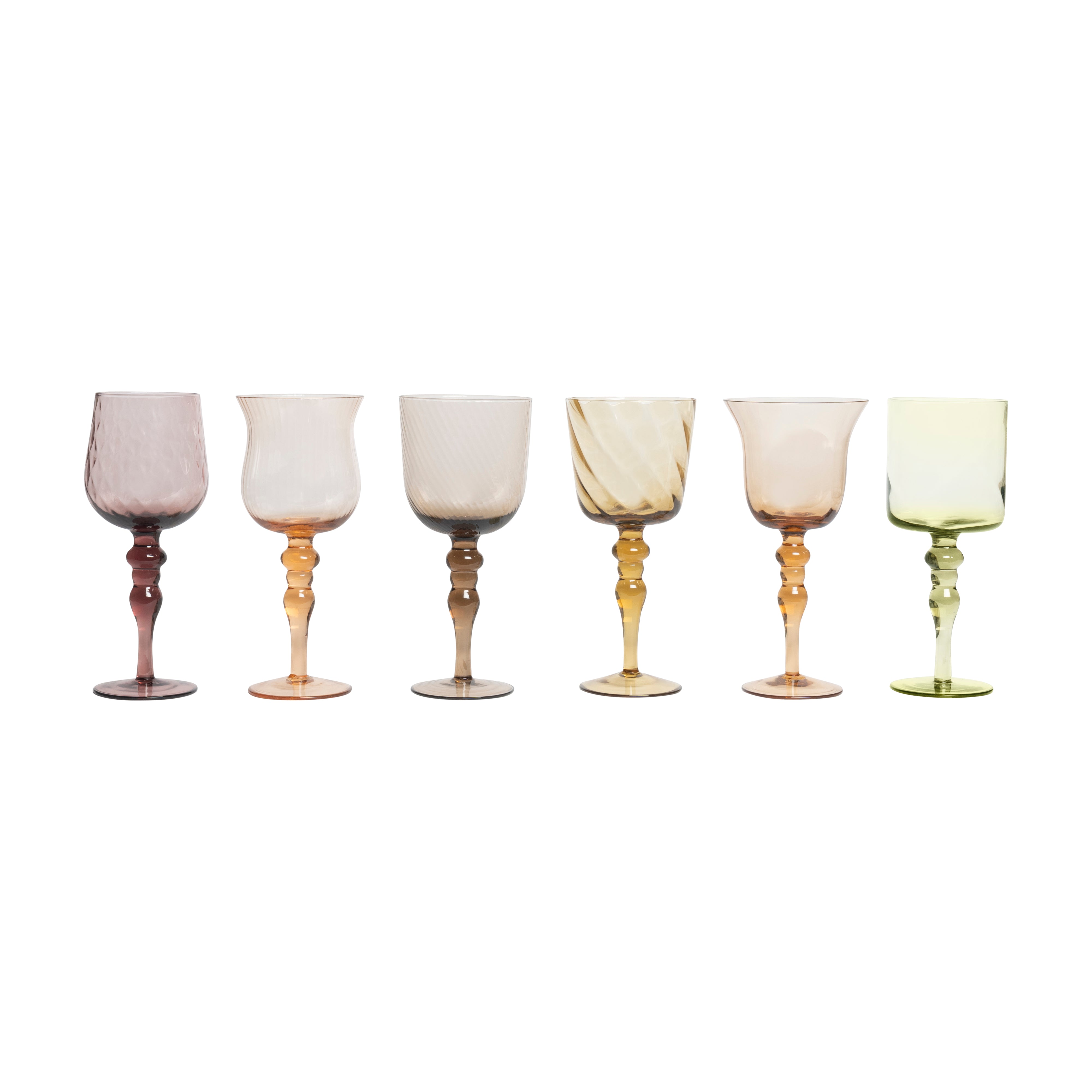 Set of 6 Goblets Texture Amber/Pink Nuances | Bitossi Home