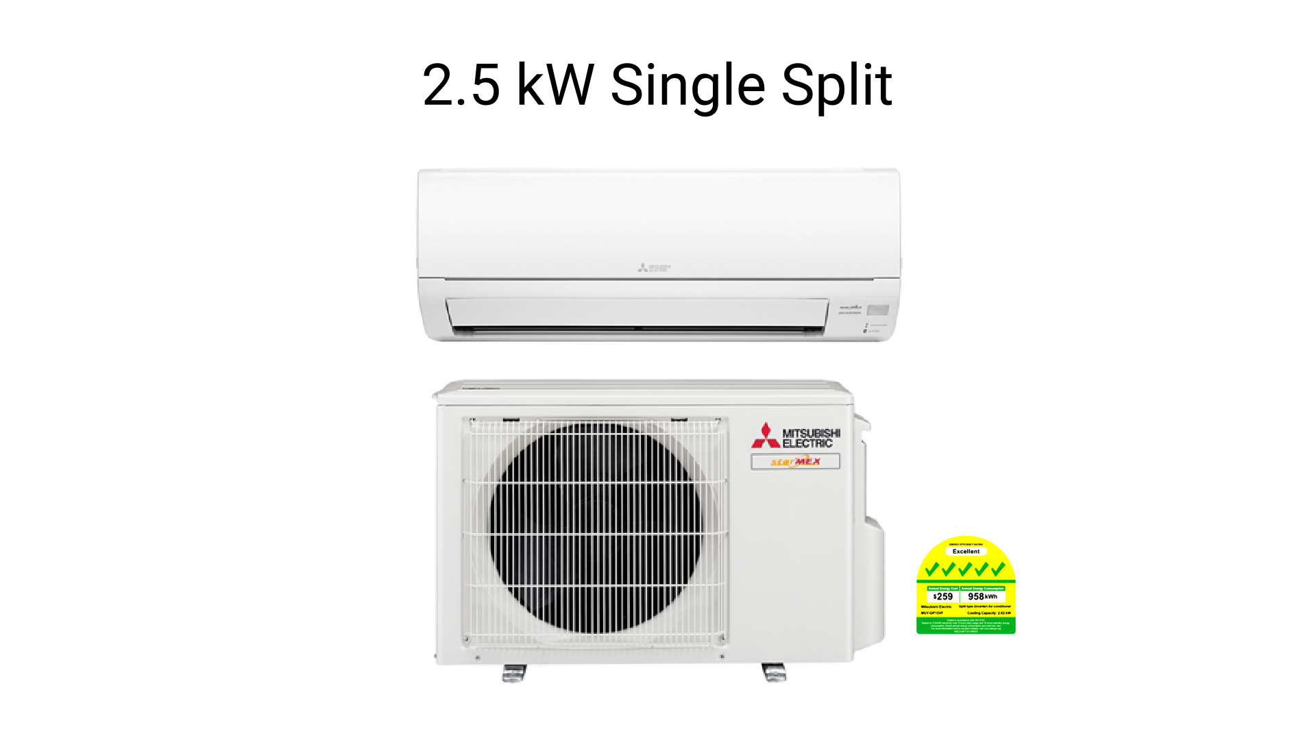 Mitsubishi Electric Starmex GP Series R32 Single Split Air Conditioner (MSY-GP10 2.5KW)