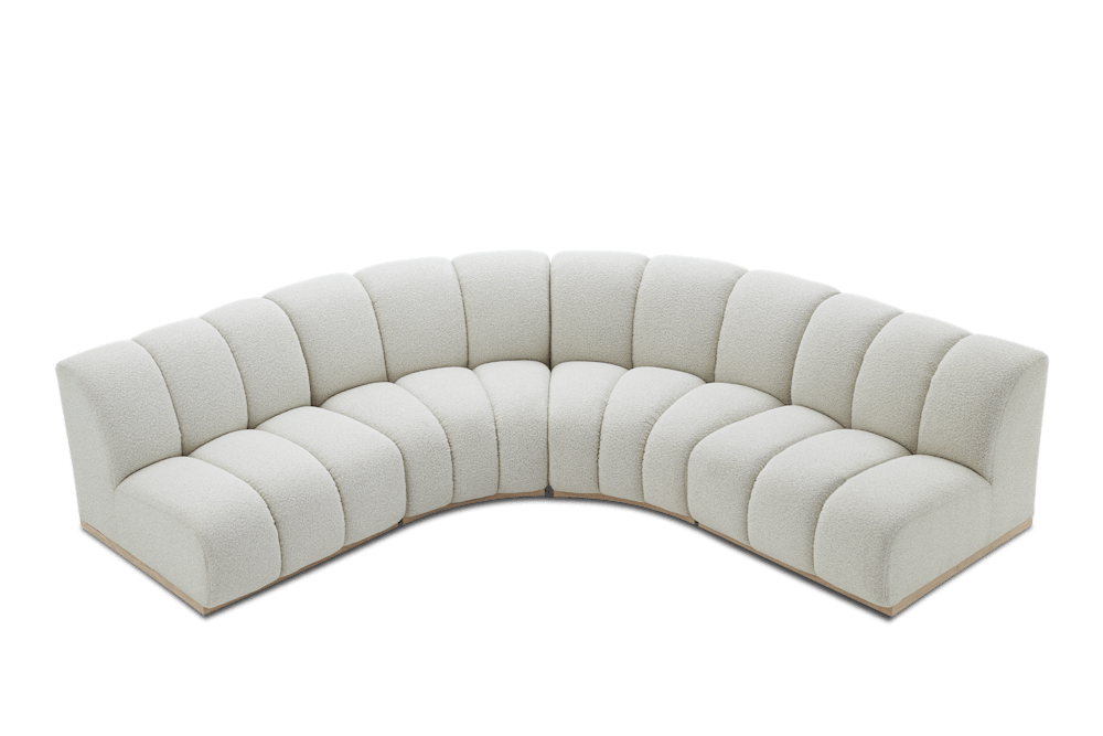 Marlow Performance Bouclé L-Shape Sectional Sofa - Performance White Quartz Bouclé, White Wash Leg