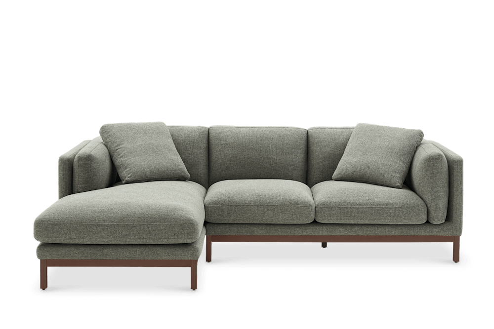 Owen Chaise Sectional Sofa - Haze, Walnut Leg