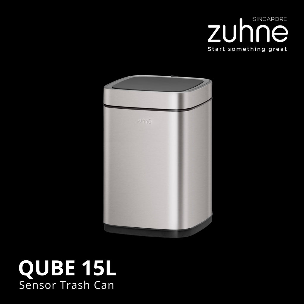 Qube 15L Stainless Steel Touchless Trash Bin with Motion Sensor