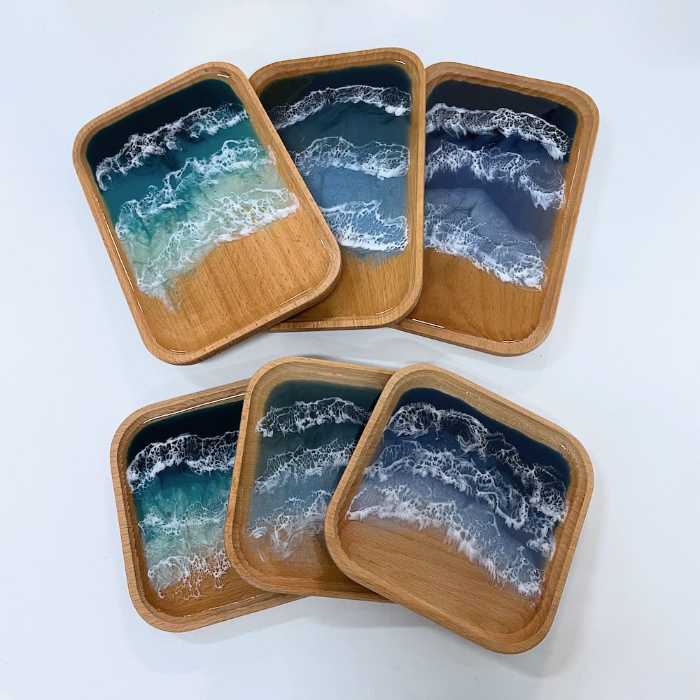 Ocean Resin Homeware | Resin Mini Tray Square - Turquoise