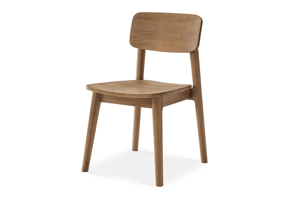 Seb Dining Chair - Solid Acacia Wood (Muted Honey, Wire Brush Distressed)