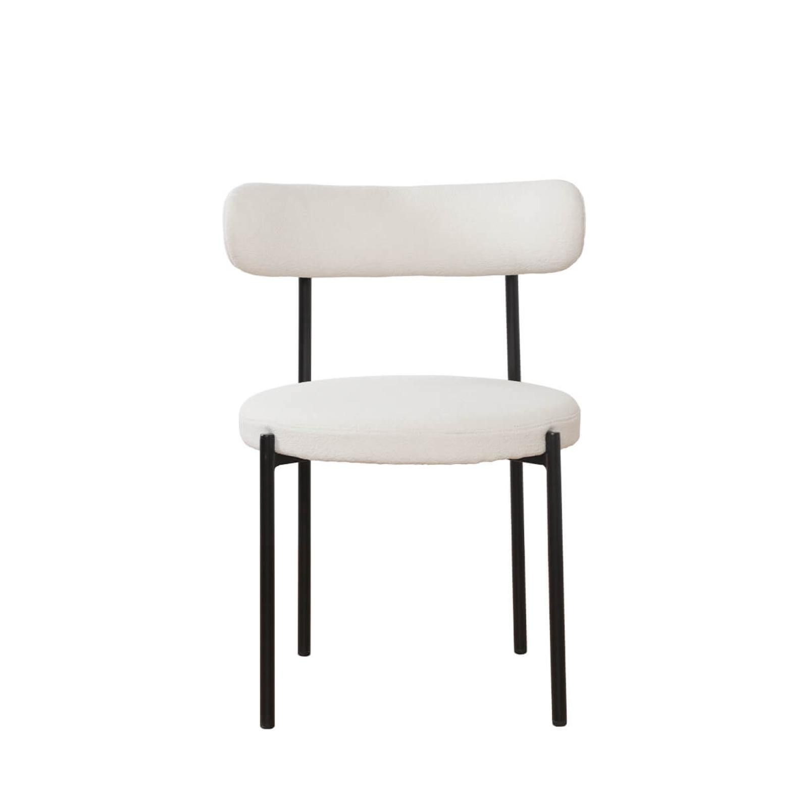 Sterling Dining Side Chair - Cream Bouclé, Black Metal Frame