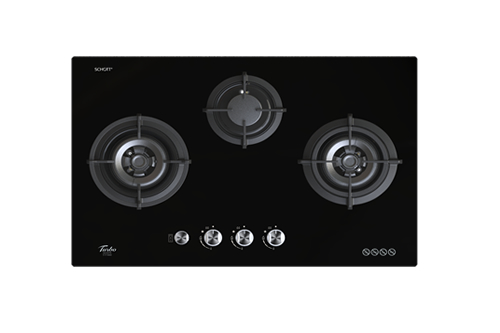 Turbo Incanto T773GV-BK 77cm 3-Burner Built-In Glass Hob