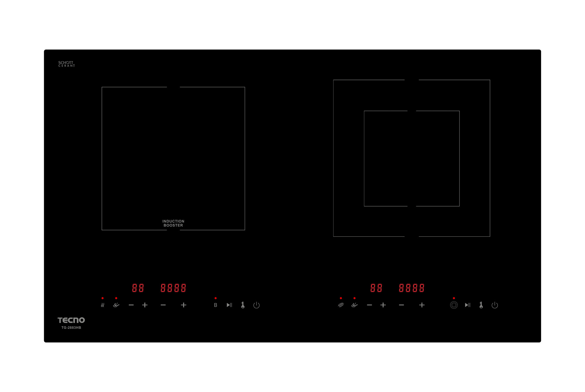 Tecno Induction Ceramic Hybrid Hob TG 2883HB - Hob Only
