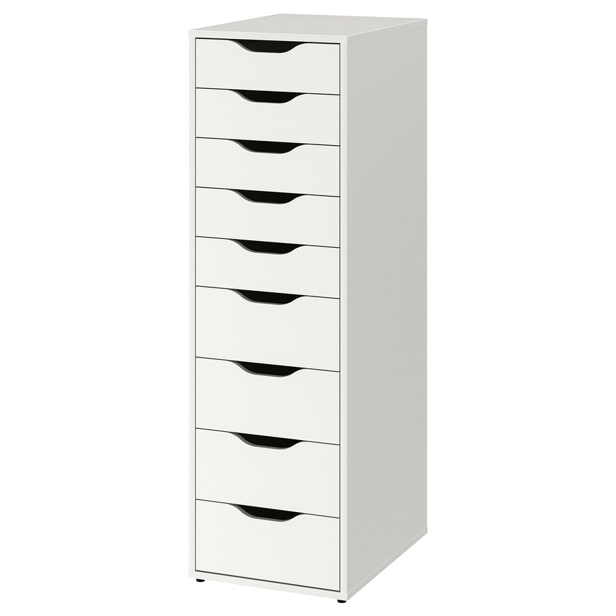 ALEX Drawer Unit with 9 Drawers - White, 36x116 cm