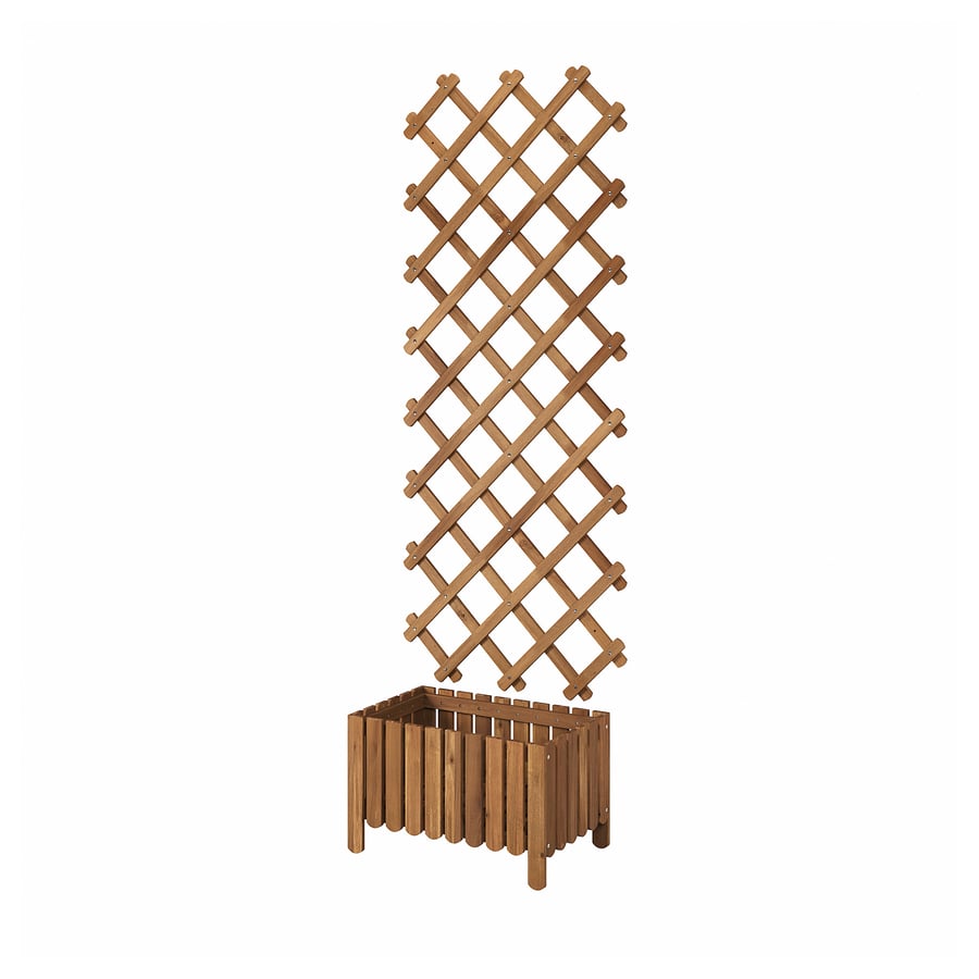 ASKHOLMEN Flower box w trellis, outdoor, dark brown