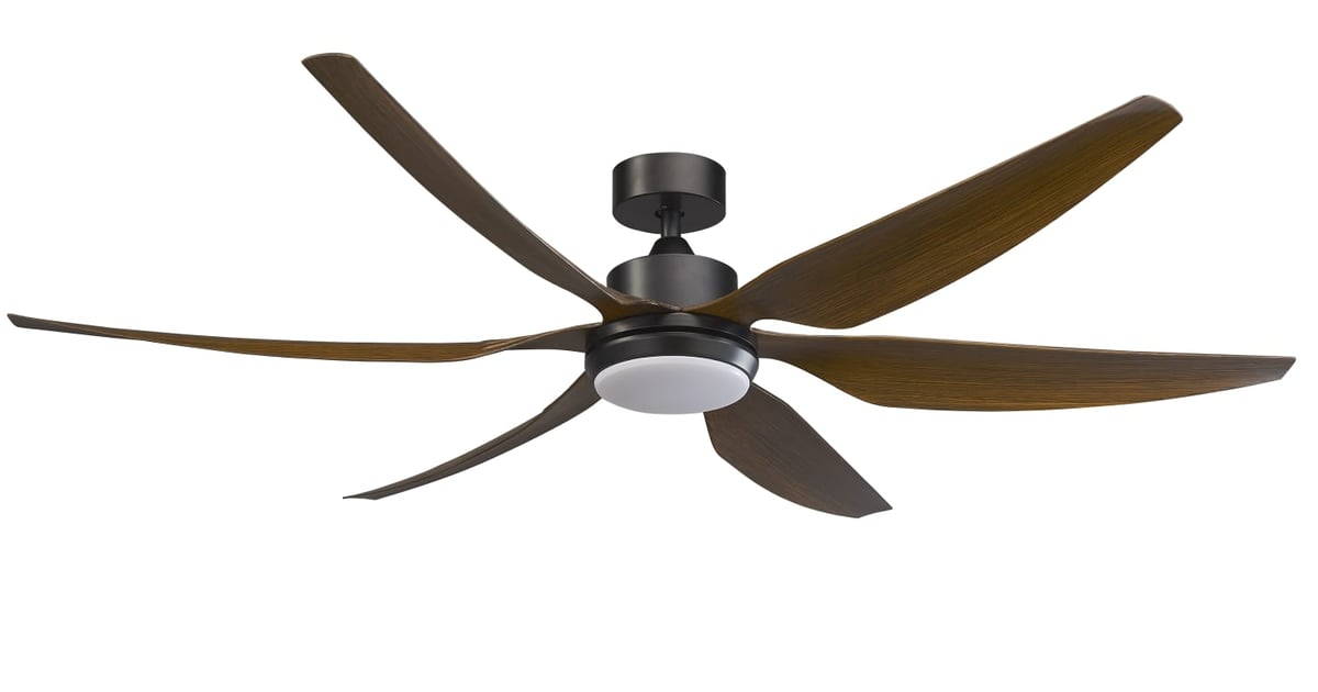 Fanco HELI DC Ceiling Fan 56 Inch - Madeira (Matt Black Motor, Brown Blade)