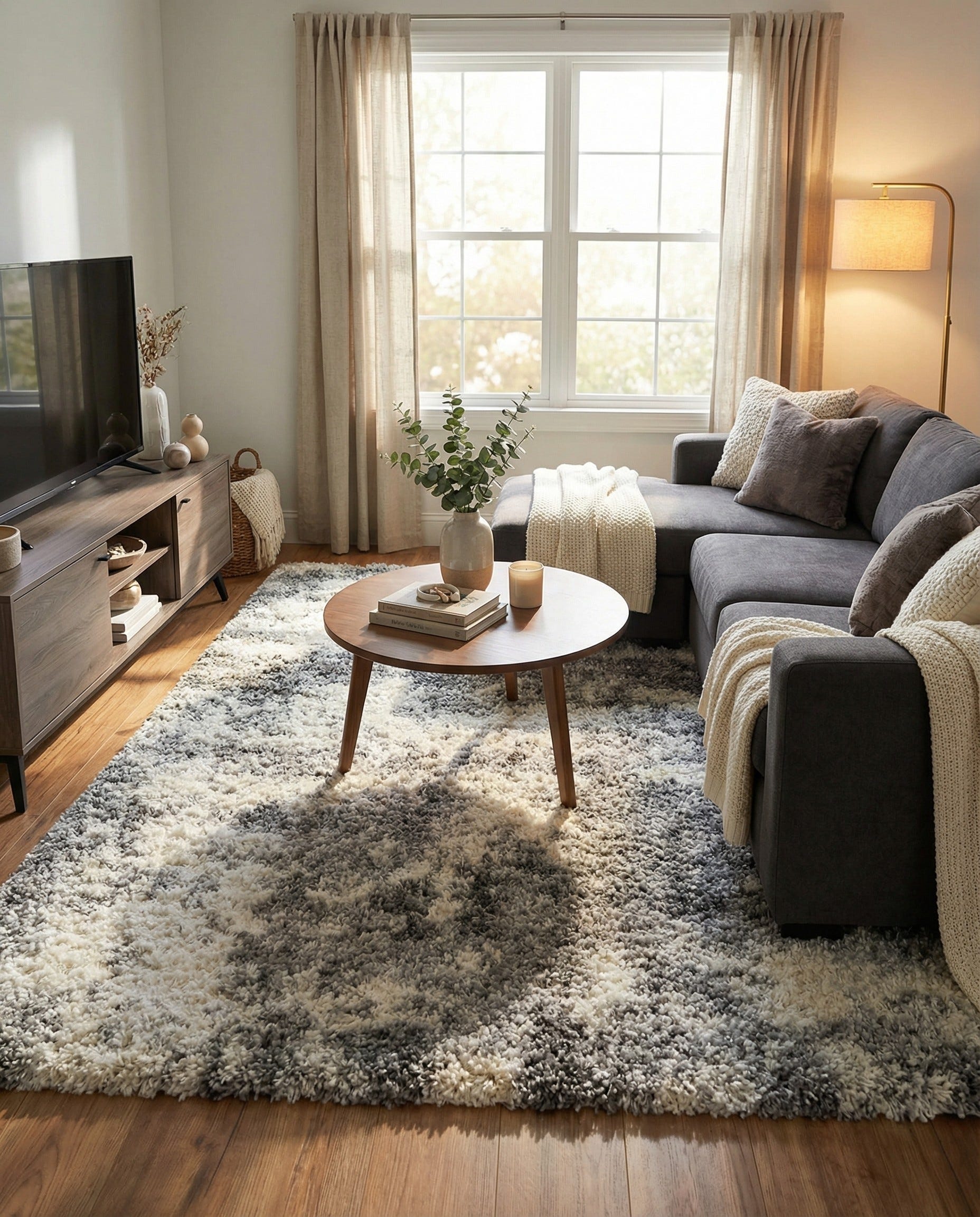 Smoke Gray 240cm x 240cm Soft Touch Shag Square Rug