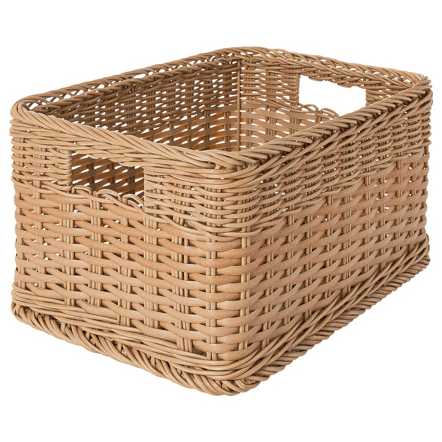 BEKNA Basket, Plastic Rattan, 25x35x20 cm - Beige