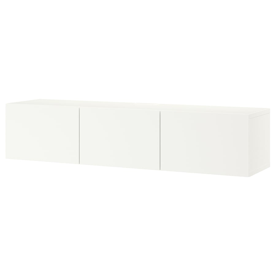 BESTÅ TV bench with doors, white/Lappviken white, 180x42x38 cm