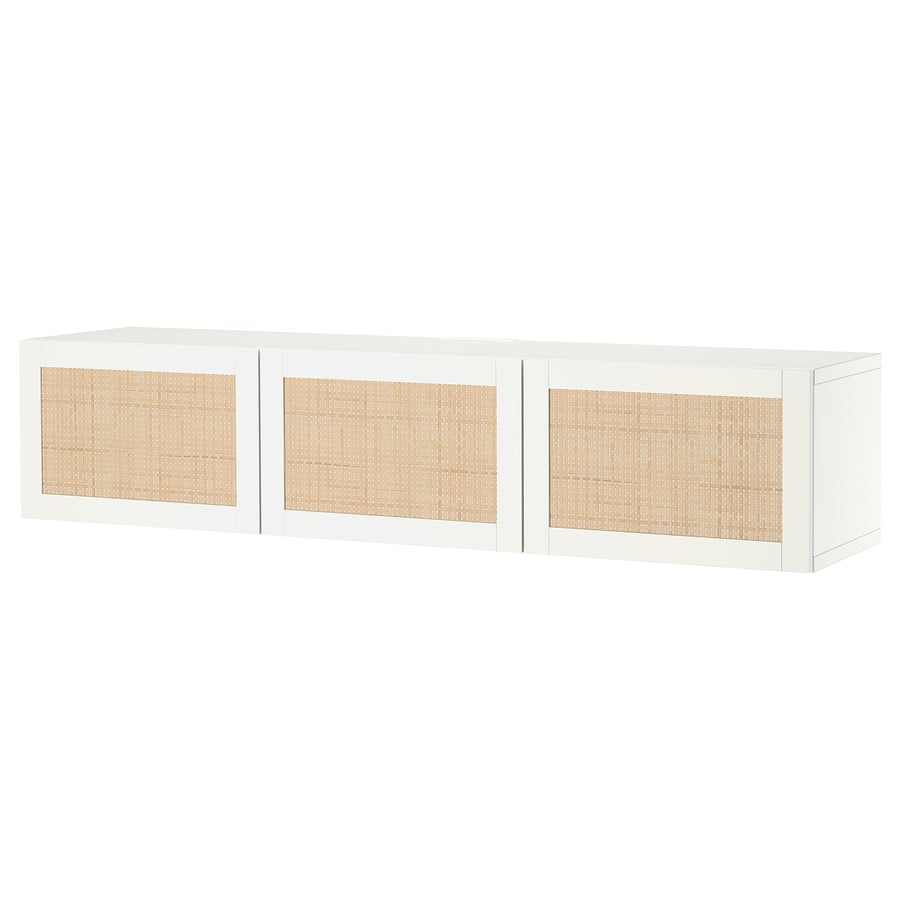 BESTÅ TV Bench with Doors - White/Studsviken White, 180x42x38 cm