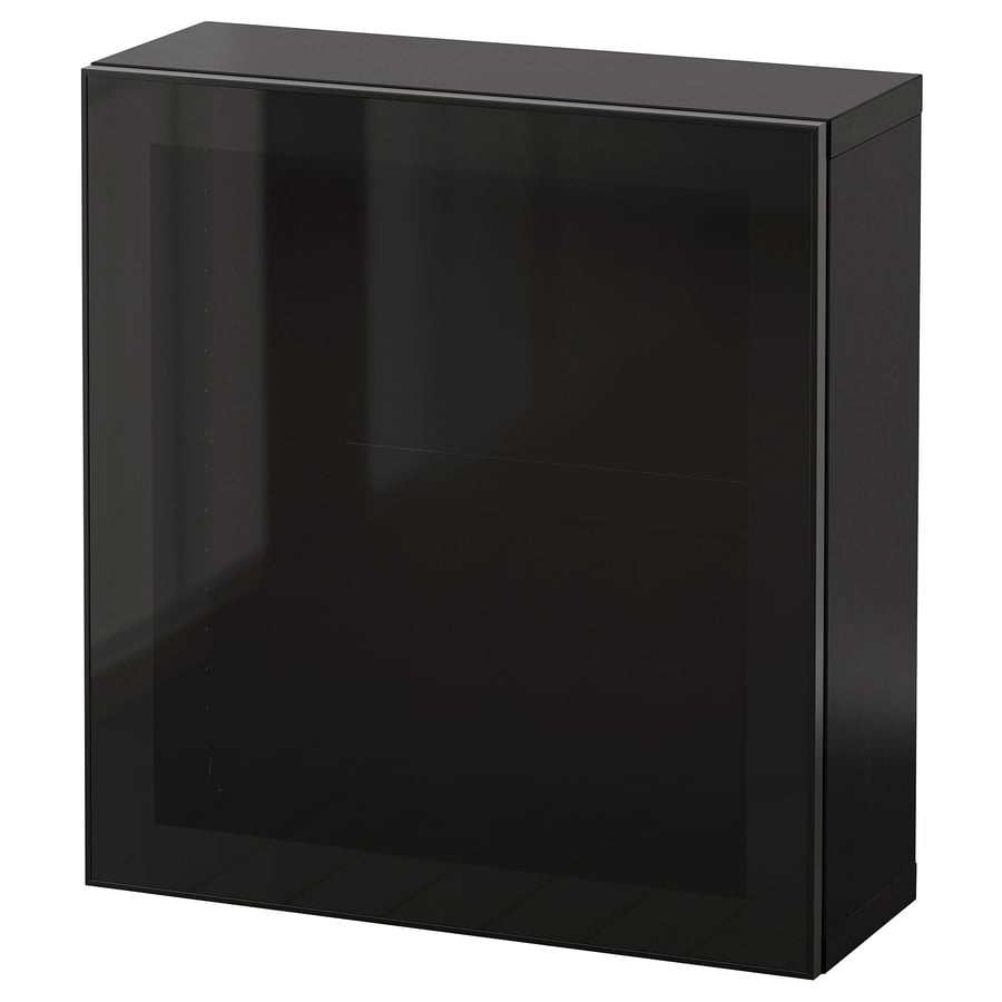 BESTÅ Wall-Mounted Cabinet Combination - Black-Brown, Glassvik Black Smoked Glass