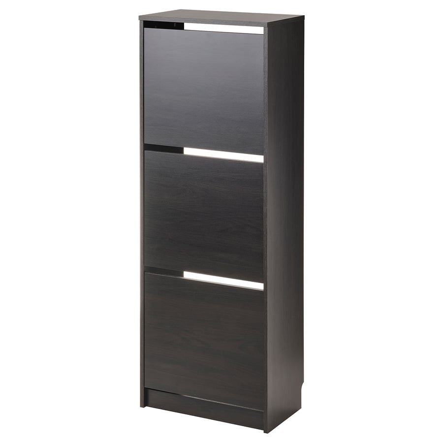 BISSA Shoe Cabinet with 3 Compartments - Black-Brown, 49x28x135 cm