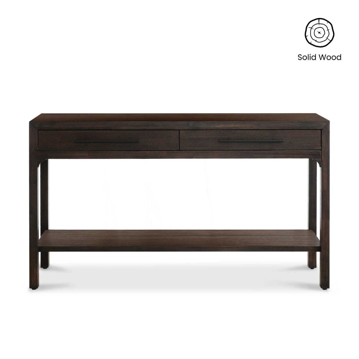 Ming Coffee Brown 2 Drawers Console Table
