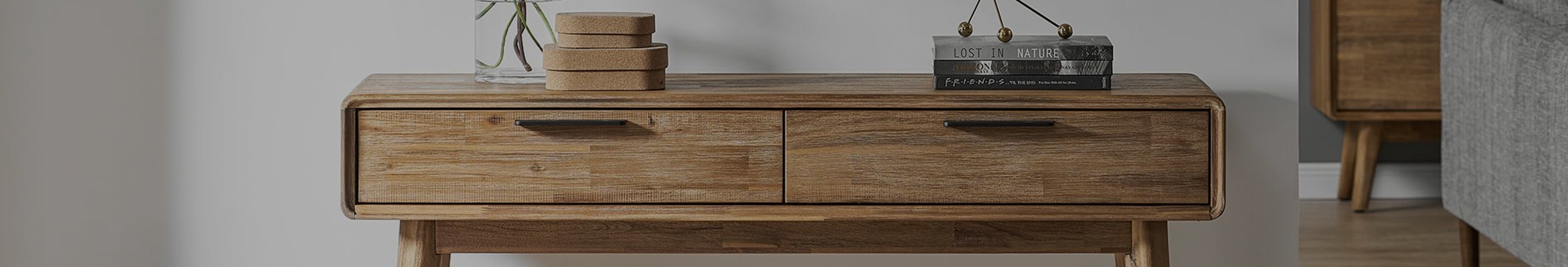 Posey Console Table - Yellow, Oak (W140)