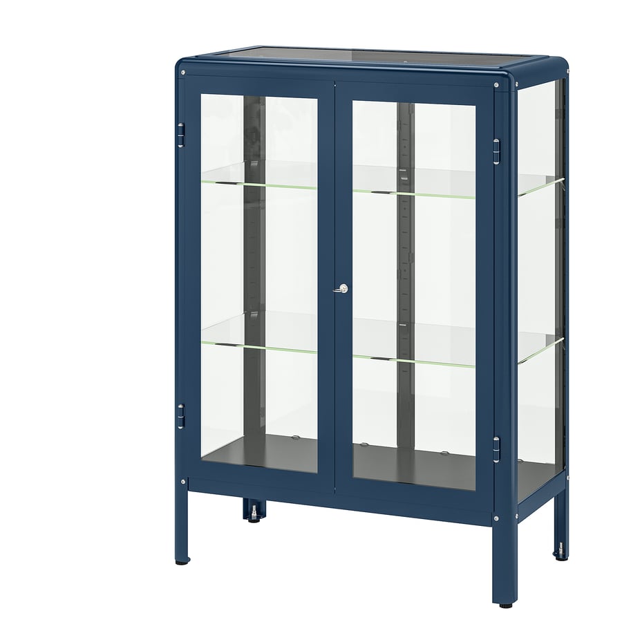 FABRIKÖR Glass-door cabinet - Black-blue, 81x113 cm