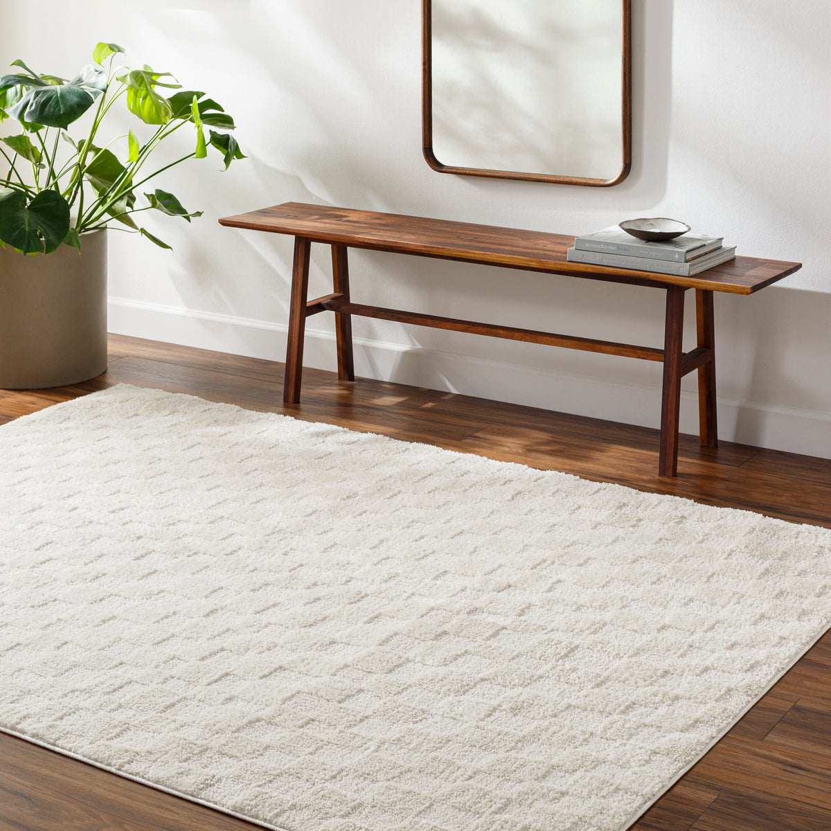 Adler Rug in Ivory Checkerboard - Standard Runner (81 x 221 cm)