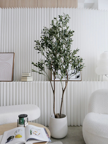 Faux Olive Tree (Real Wood Branches) (1.8M) in ENKEL Premium Terrazzo Pot