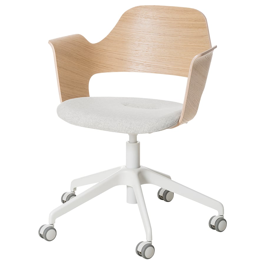 FJÄLLBERGET Conference Chair with Castors - White Stained Oak Veneer/Gunnared Beige