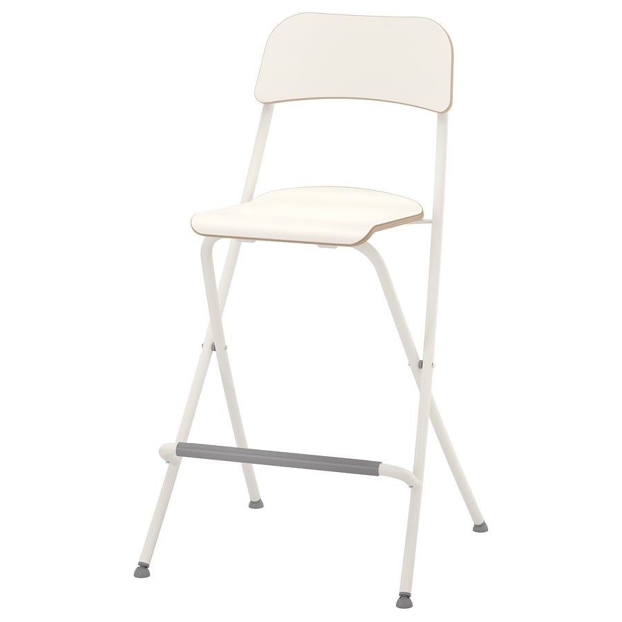 FRANKLIN Bar Stool with Backrest, Foldable, Counter Height - White/White, 63 cm
