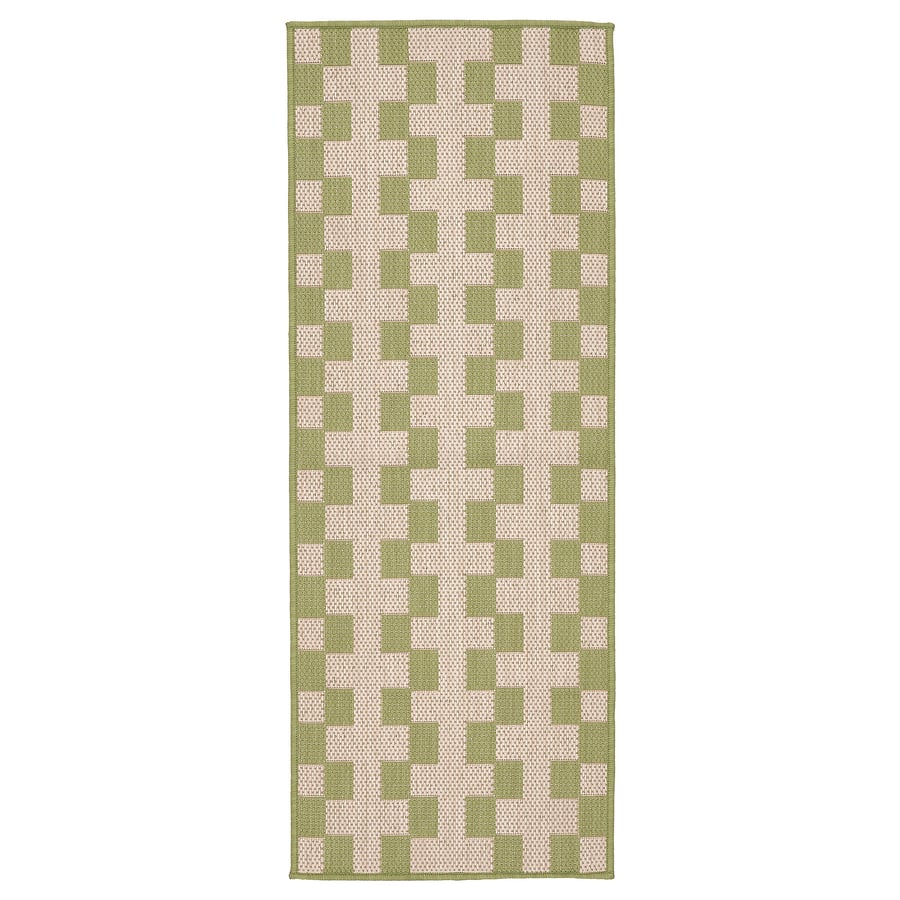 GÅNGSTIG Kitchen Mat, Flatwoven Green/Off-White, 45x120 cm