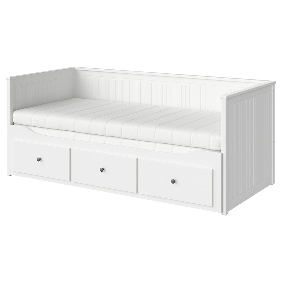 HEMNES Day-bed w 3 Drawers/2 Mattresses - White/Åfjäll Medium Firm, 80x200 cm