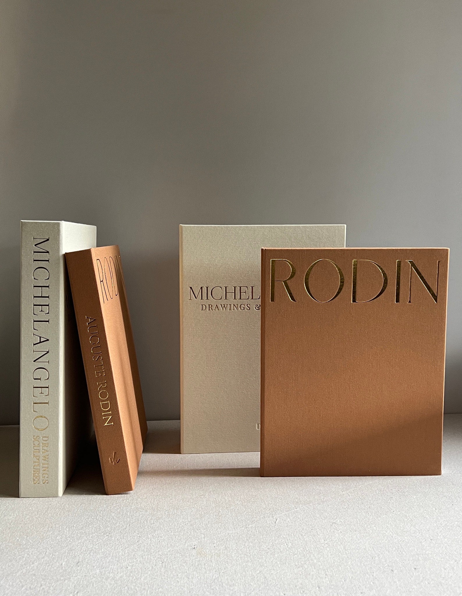 Decorative Coffee Table Book Box Set - MICHELANGELO (Set of 2, Linen)