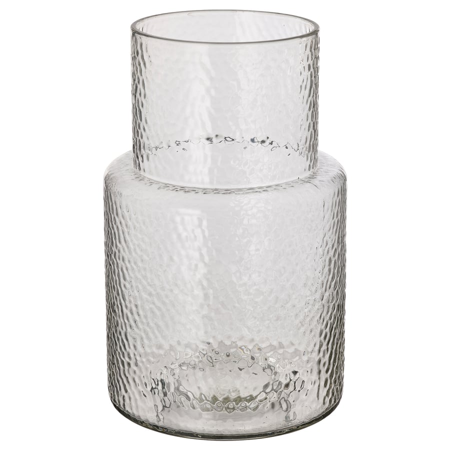 KONSTFULL Vase, clear glass/patterned, 26 cm