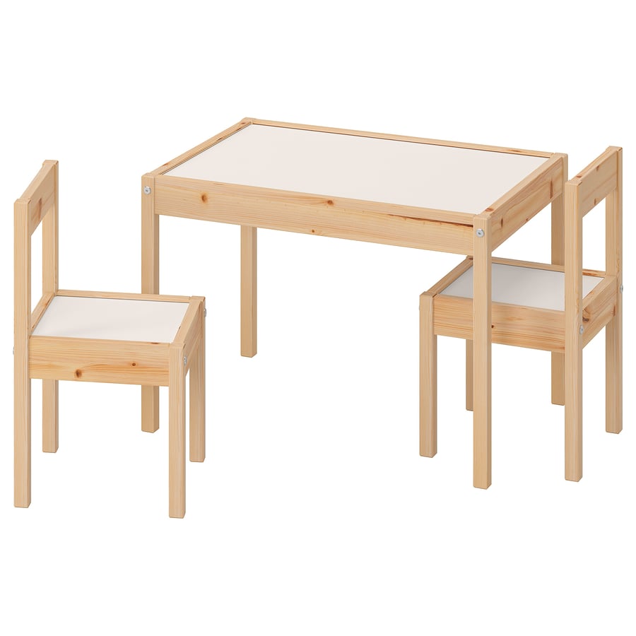 LÄTT Children's table with 2 chairs - White/Pine