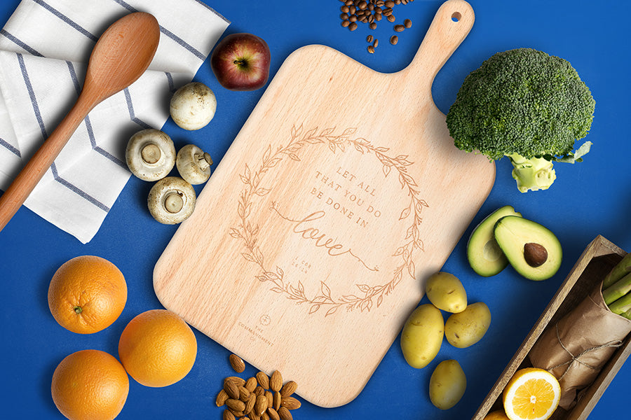 Let All That You Do Be Done In Love | Wooden Cutting Board | The Commandment Co (4-L3-C2)