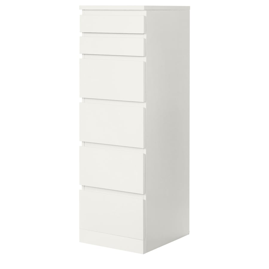 MALM Chest of 6 drawers - white/mirror glass, 40x123 cm