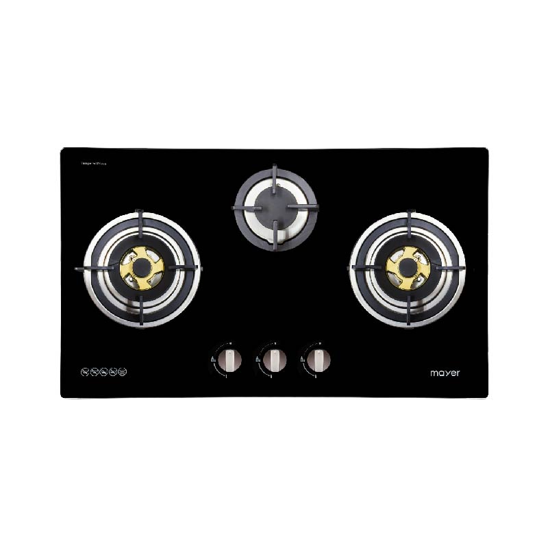 Mayer 86cm 3 Burner Glass Gas Hob MMGH883HI - LPG