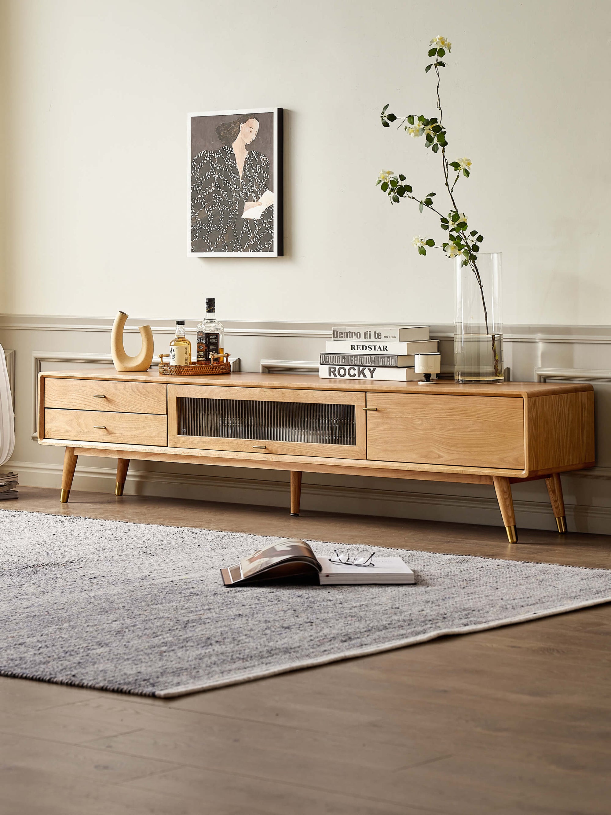 Mike Solid Wood TV Console - Natural, 150cm