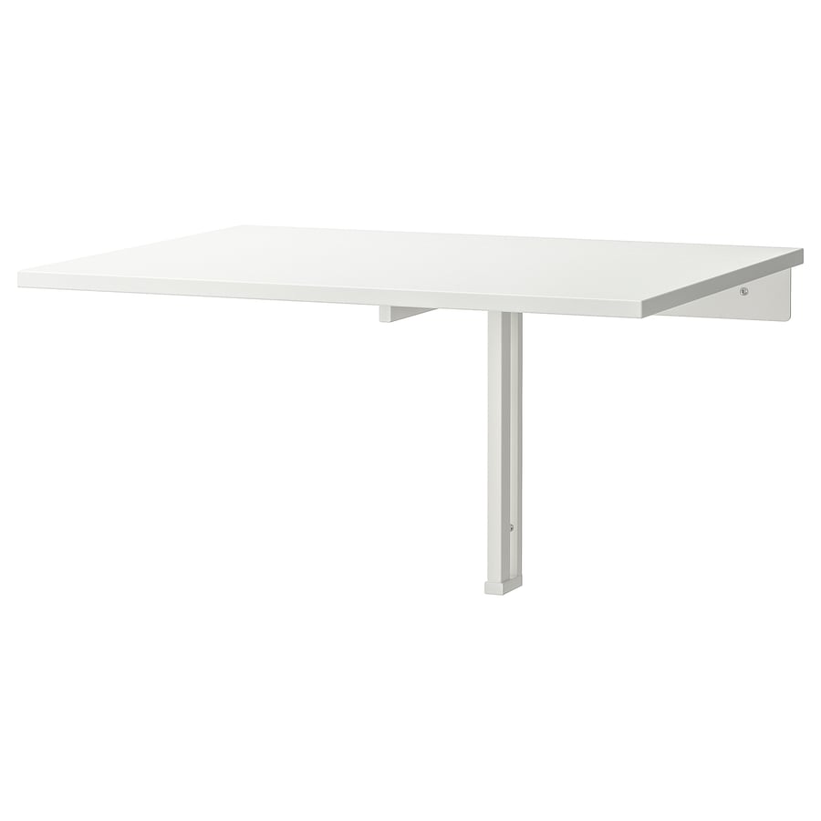 NORBERG Wall-mounted drop-leaf table, white, 74x60 cm