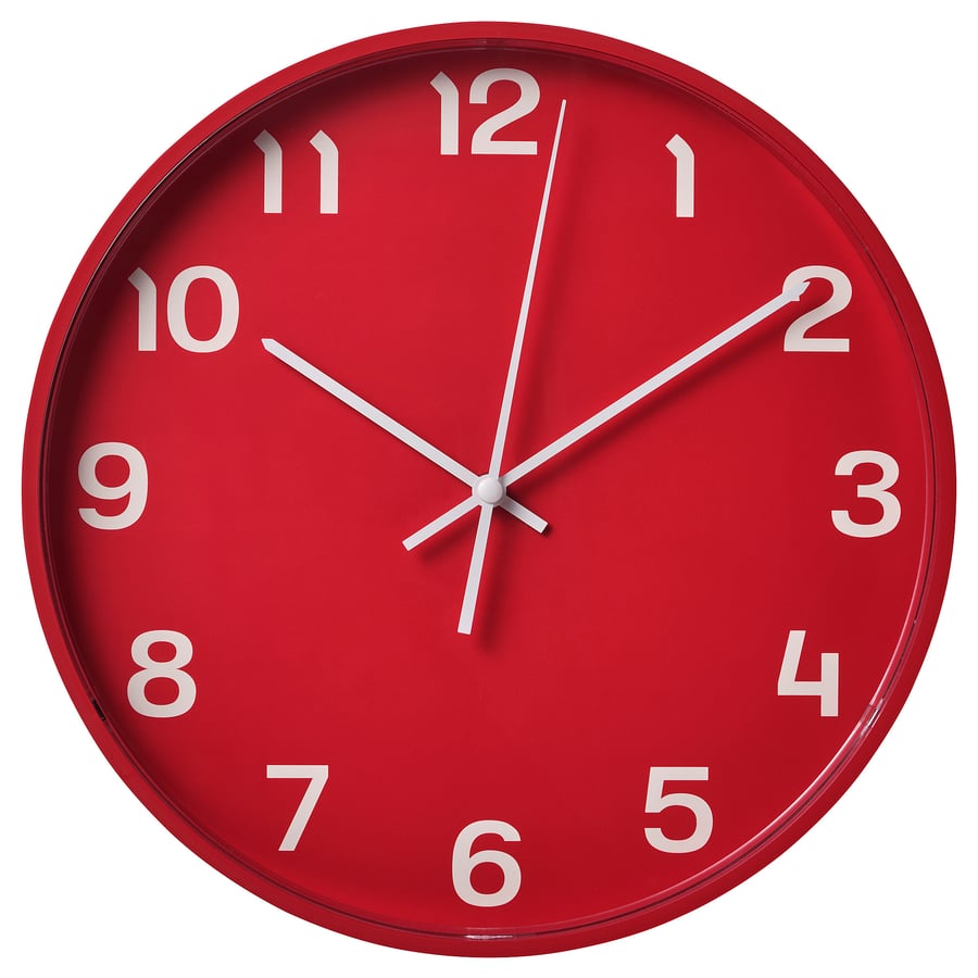 PLUTTIS Wall Clock - Red, 28 cm