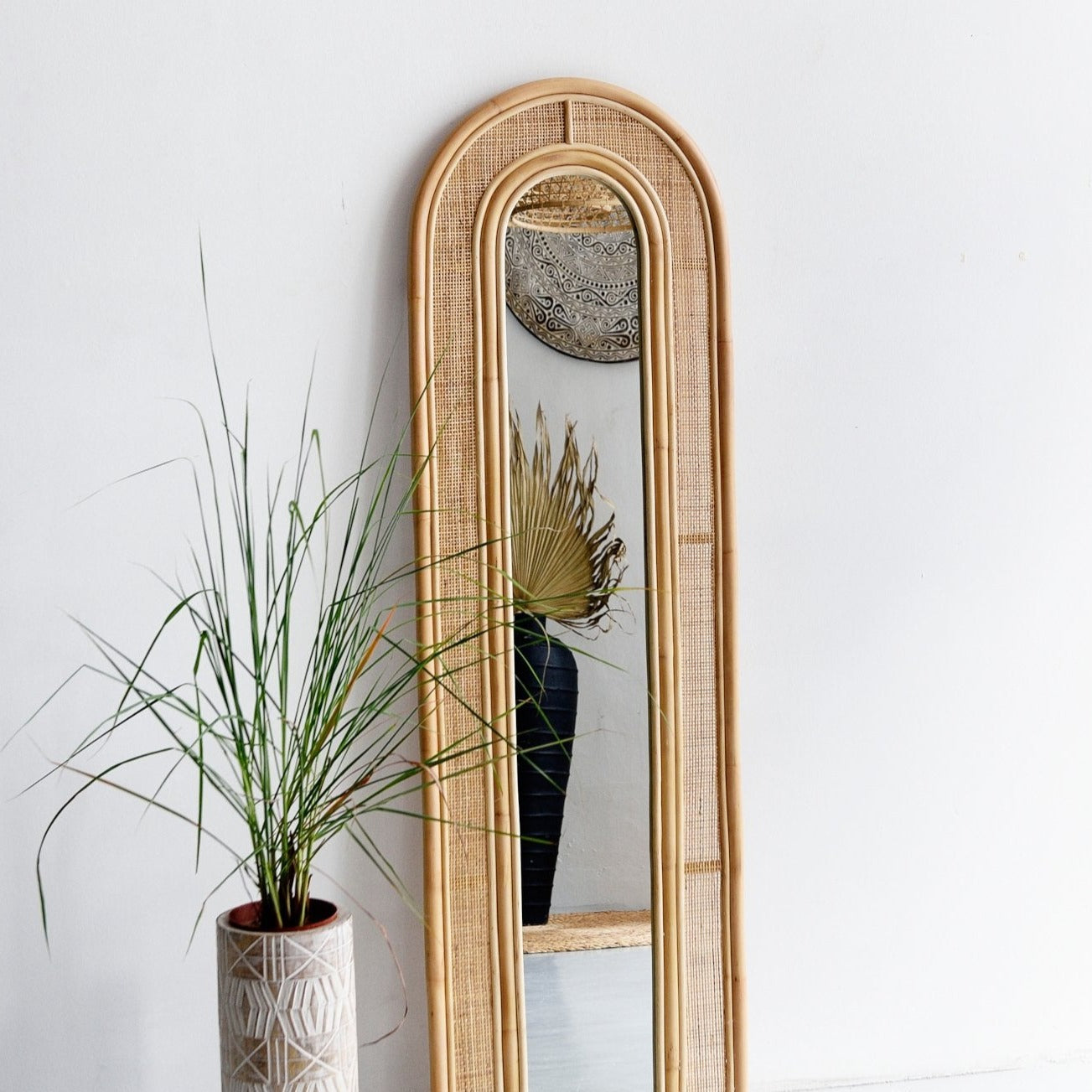Tulum Rattan Arched Mirror - Natural