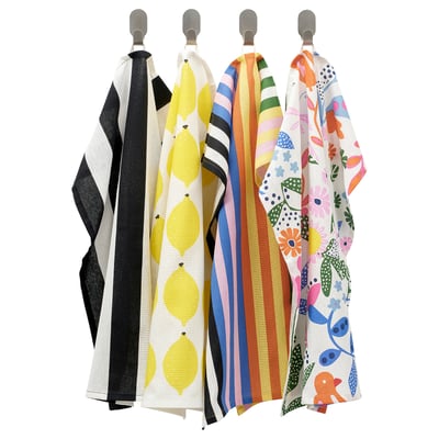 RINNIG Tea Towel - Multicolour Patterned, 45x60 cm (4 pieces)