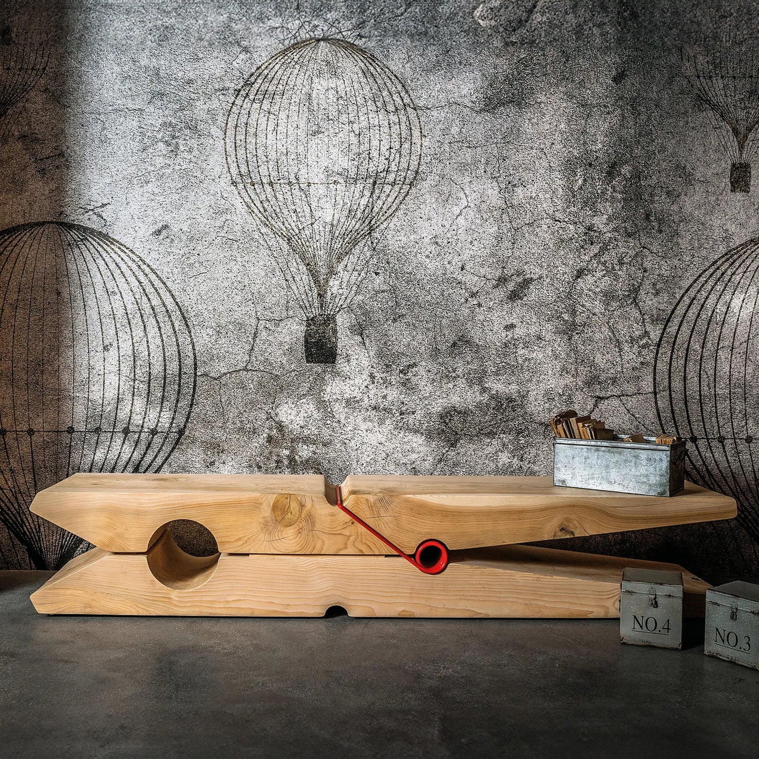 Rustic Wood Bench MOLLETTA - Original (Pine Wood)