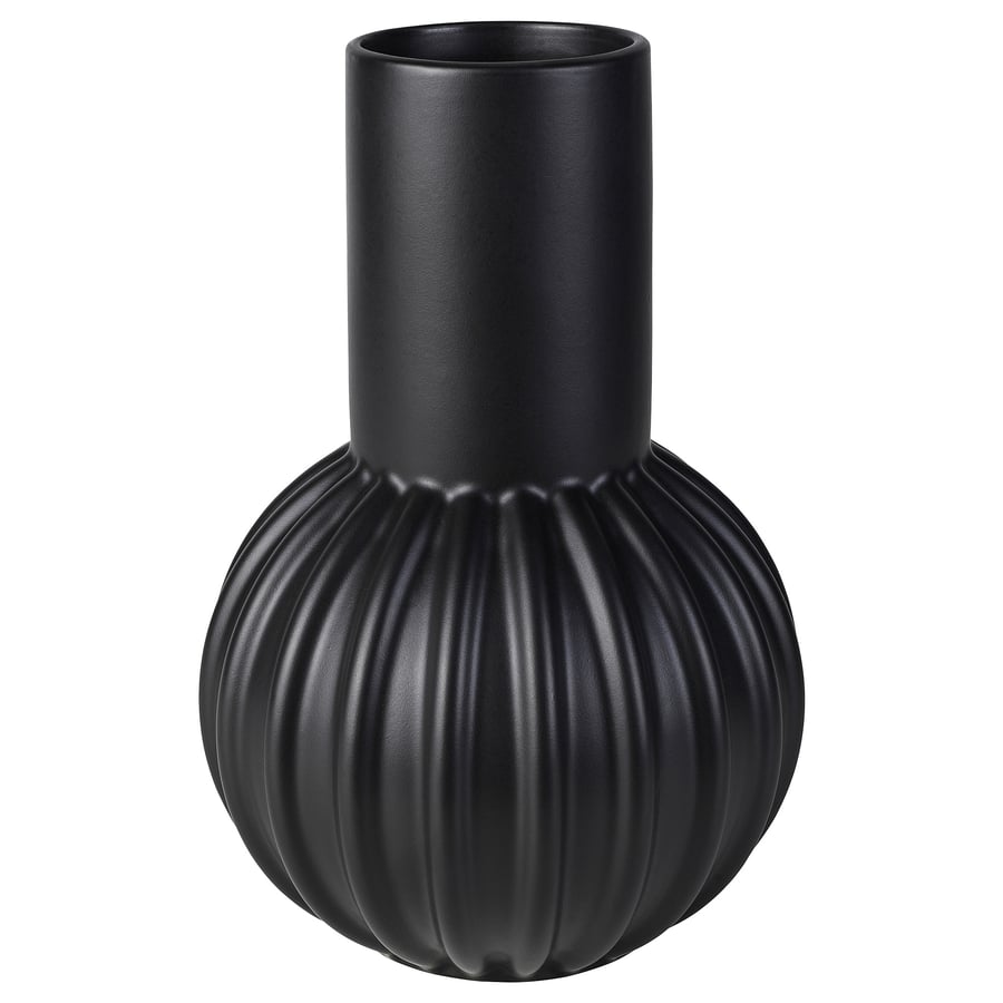SKOGSTUNDRA Vase, black, 27 cm