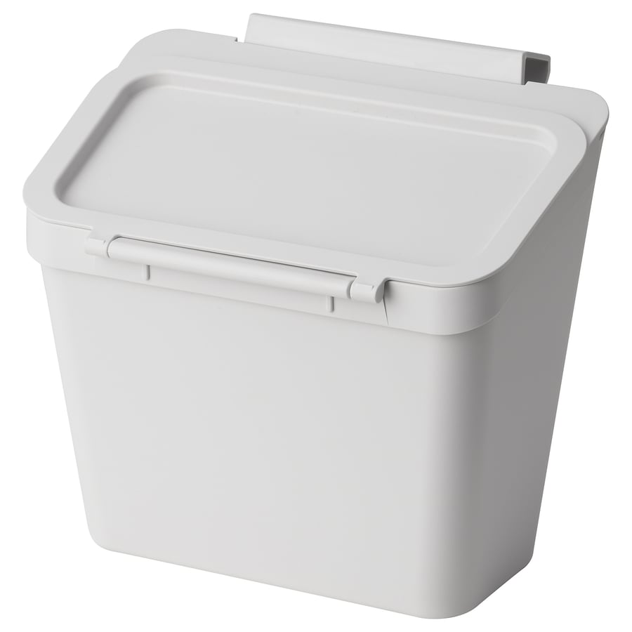 SKOLÄST Waste bin for cabinet with door, light grey, 3.3 l
