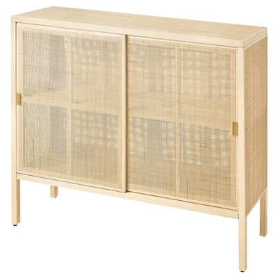 STOCKHOLM 2025 Cabinet with Sliding Doors - Rattan/Pine