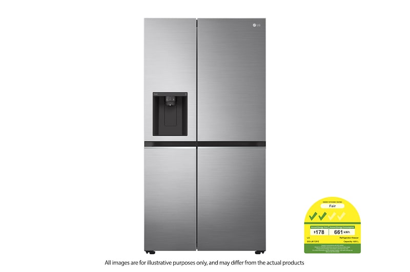LG GS-L6172PZ 617L Side by Side Refrigerator in Platinum Silver