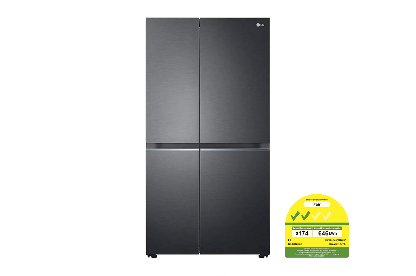 LG 647L Side-By-Side Refrigerator with Smart Inverter Compressor™ in Matte Black - GS-B6473MC